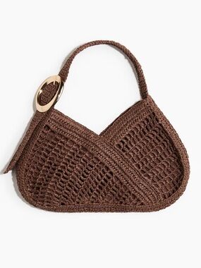 H&M Woven Brown Straw Shoulder Bag